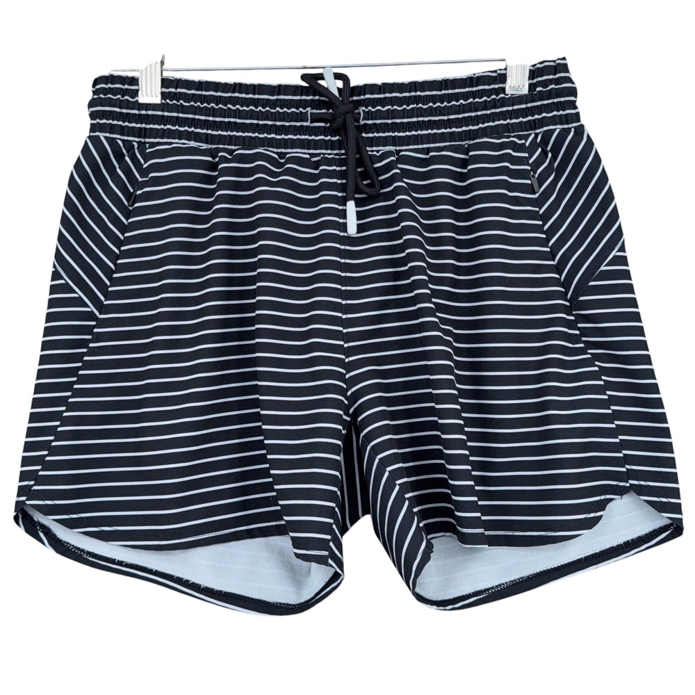 All in Motion Striped Athletic Shorts Womens XS Polyester Spandex Black White‎